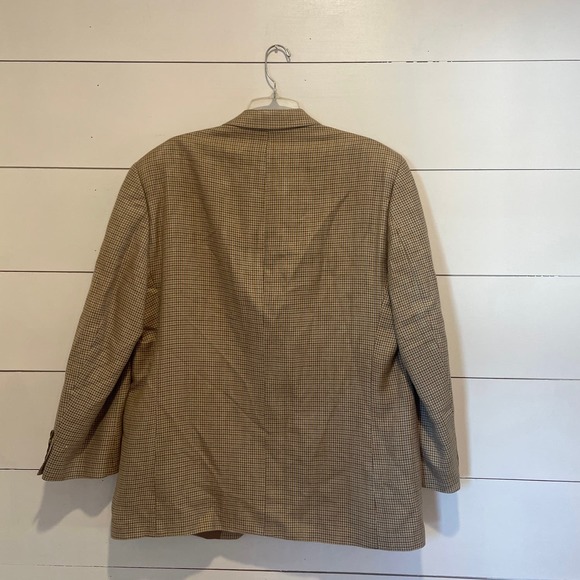 Ralph Lauren Men 44R Sport Coat Blazer Tan Beige Houndstooth Wool/Silk Jacket - Picture 4 of 6
